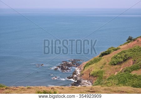 View Of The Ocean From Top Of The Hill Near Chapora Fort In Goa