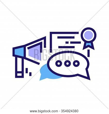 Oratory Courses Color Line Icon. Education Public Speaking. Pictogram For Web Page, Mobile App. Ui U