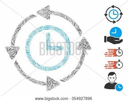 Hatch Mosaic Based On Wayback Clock Icon. Mosaic Vector Wayback Clock Is Designed With Randomized Li