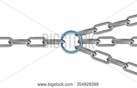Chain With Red Central Link, White Background