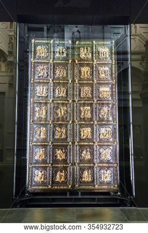 Florence, Italy - September 13, 2018: This Is The North Gate Baptistery (lorenzo Ghiberti 15th Centu