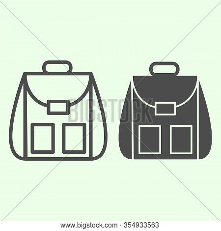 Backpack Line And Solid Icon. Student Personal School Bag Outline Style Pictogram On White Backgroun