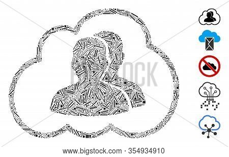 Hatch Mosaic Based On Cloud Community Icon. Mosaic Vector Cloud Community Is Created With Randomized