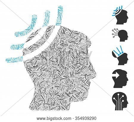 Dash Mosaic Based On Radio Reception Head Icon. Mosaic Vector Radio Reception Head Is Designed With 