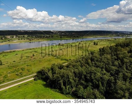 Nemunas And Nevezis Rivers Confluence In Lithuania. Aerial View