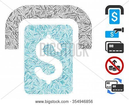 Dash Mosaic Based On Cashpoint Icon. Mosaic Vector Cashpoint Is Composed With Scattered Dash Dots. B