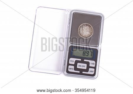 Digital High Precision Pocket Scales Isolated On The White Background