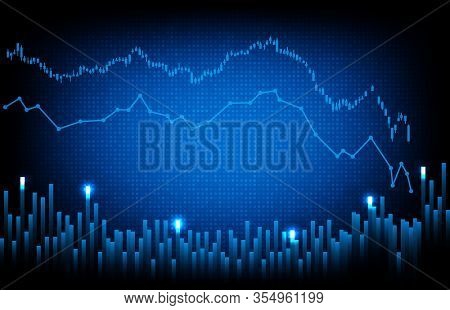 Abstract Background Of Crisis Stock Market Exchange Candlestick Graph Down, Investment Trading Vecto