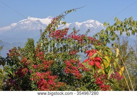View At The Himalayan Range Over Pokhara On Nepal