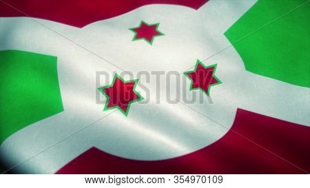 Burundi Flag Waving In The Wind. National Flag Of Burundi. Sign Of Burundi. 3d Rendering.