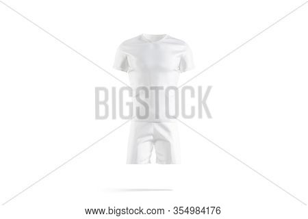 Blank White Soccer Uniform With T-shirt And Short Mockup, Isolated, 3d Rendering. Empty Sport Tracks