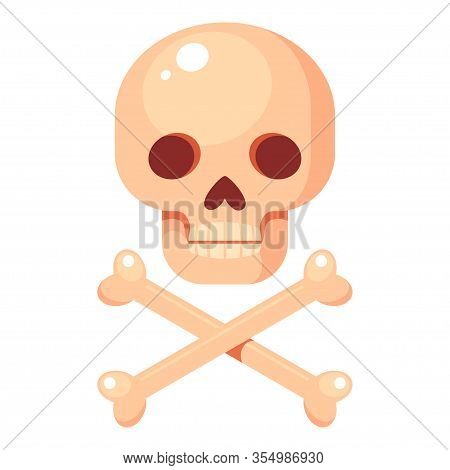 Cartoon Human Skull And Crossed Bones Vector Illustration