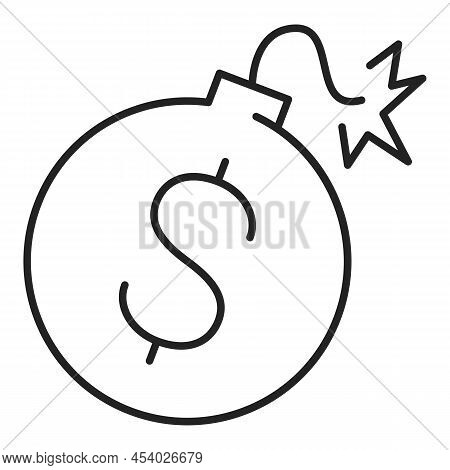 Dollar bomb icon vector isolated. Concept of financial crisis and economy recession. Dollar currency about to explode.