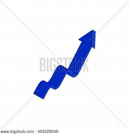 Simple Growth Or Analytics Blue Arrow Icon. Statistical Chart Concept. Flat Style Isolated Symbol, U