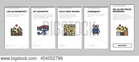 Egypt Country Monument Excursion Onboarding Mobile App Page Screen Vector. Egypt Pyramid And Sphinx 