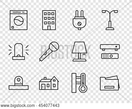 Set Line Security Camera, Printer, Electric Plug, House, Washer, Microphone, Meteorology Thermometer