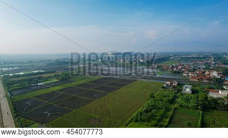 Aerial View Of The Beautiful Scenery Gelora Bandung Lautan Api (gbla) Football Or Soccer Stadium In