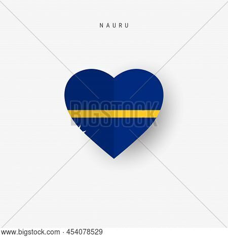 Nauru Heart Shaped Flag. Origami Paper Cut Nauruan National Banner. 3d Vector Illustration Isolated 