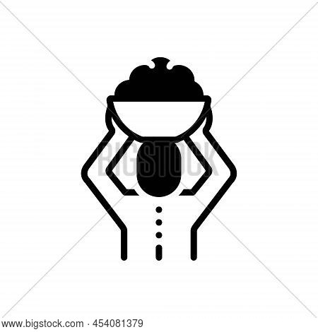 Black Solid Icon For Labour Worker Poor Working People Accidental Contingent Glide Employment Hard-w