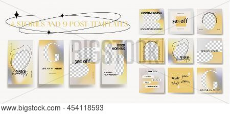 Design backgrounds for social media banner. Set of instagram stories and post frame templates.Vector cover. Mock up for personal blog or shop.Layout for promotion.Endless square puzzle layout