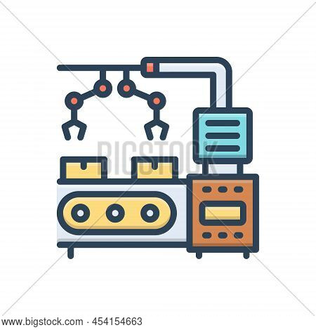 Color Illustration Icon For Machinery Equipment Apparatus Gadgetry Factory Electric Conveyor Mechani