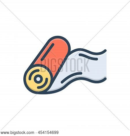 Color Illustration Icon For Rolled Products Iron Wrap Textile Sheet Roll-up Metal Object Fabric Scro