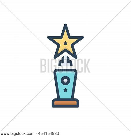 Color Illustration Icon For Prize Guerdon Gratuity Gift Reward Achievement Award Trophy