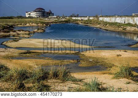 A Shallow Salty Lagoon Near The Azov Sea On The Arabat Spit, Ukraine