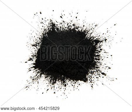 Black Toner For A Laser Printer On A White Background. Toner Powder Isolate. Cartridge