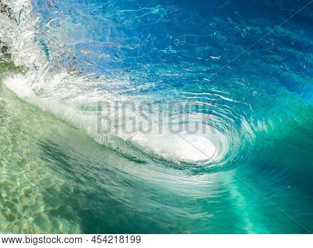 Large Surfing Wave In Tahiti During Big Swell