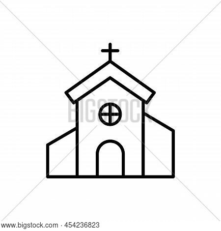 Church Building Black Line Icon. Modern Church. Trendy Flat Isolated Outline Symbol, Sign Used For: 