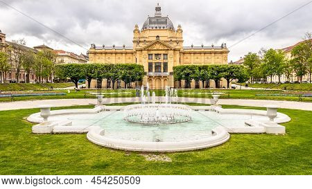View At The Art Pavilon Building In The Streets Of Zagreb In Croatia