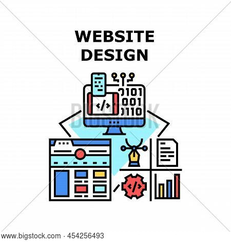 Website Design Vector Icon Concept. Website Design Creativity Occupation It Worker Or Freelancer, We