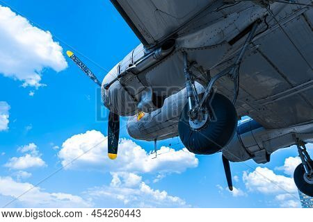 The Plane Is Suspended From The Facade Of The Building Of The Aircraft Museum In Berlin. Berlin, Ger