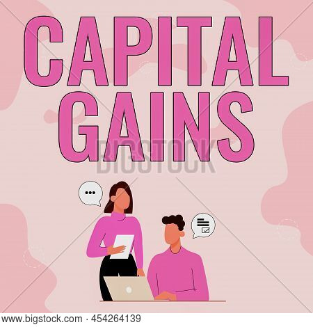 Writing Displaying Text Capital Gains. Business Concept Bonds Shares Stocks Profit Income Tax Invest
