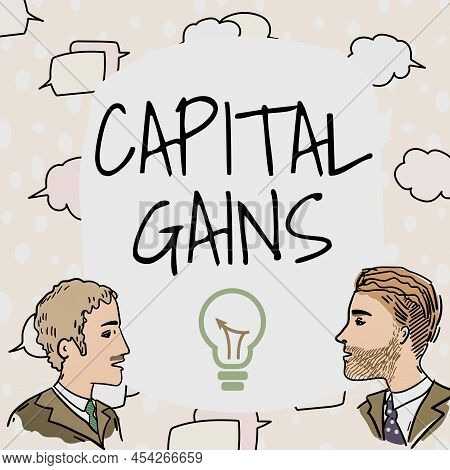Writing Displaying Text Capital Gains. Internet Concept Bonds Shares Stocks Profit Income Tax Invest