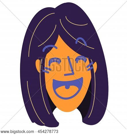 Set Of Woman Face Emotion Expression Happy Sad Crying Laughing Bored Cartoon Illustration
