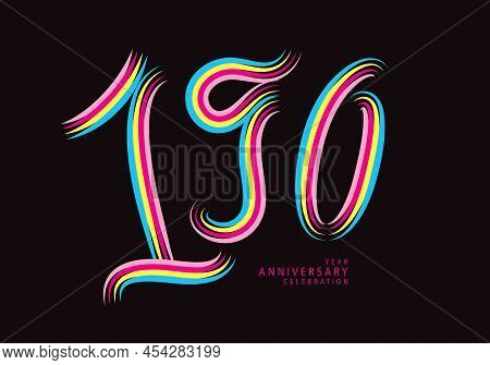 190 Number Design Vector, Graphic T Shirt, 190 Years Anniversary Celebration Logotype Colorful Line,
