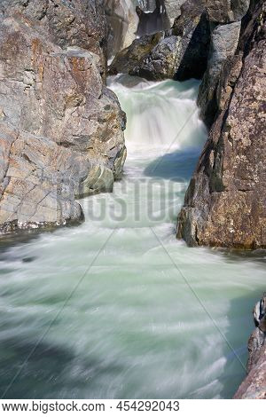 Kennedy River Rapids Long Exposure. Rapids On Kennedy River On Central Vancouver Island. British Col