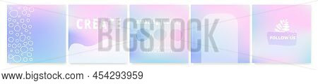 Holographic Gradient Or Foil Texture Vector Background For Social Media Post Template. Holograph Aes