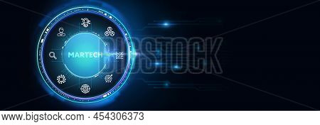 Martech Marketing Technology Concept On Virtual Screen Interface. Business, Technology, Internet And