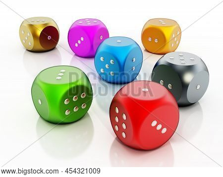 Dice Isolated On White Background. 3d Illustration.