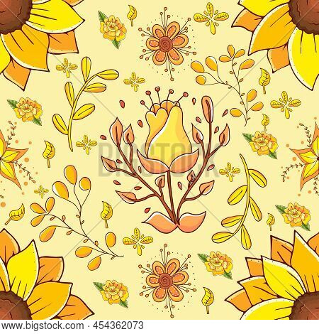 Floral Pattern Background Decorative Wallpapaer Vector Illustration