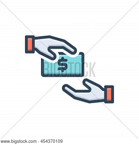 Color Illustration Icon For Getting Gaining Earning Obtain Take Payment Cash Receive
