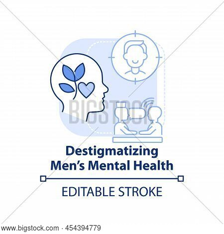 Destigmatizing Men Mental Health Light Blue Concept Icon. Patient Help. Psychology Abstract Idea Thi