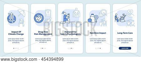 Psychology Trends Light Blue Onboarding Mobile App Screen. Walkthrough 5 Steps Graphic Instructions 