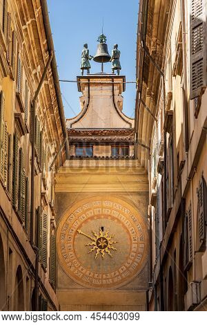 Brescia Downtown. Bell And Clock Tower In Renaissance Style, 1540-1550, In Loggia Town Square (piazz