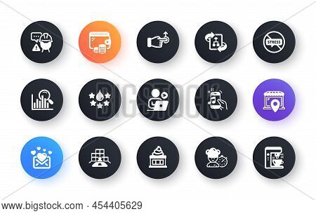Minimal Set Of Ice Cream, Quality And Technical Algorithm Flat Icons For Web Development. Market Loc