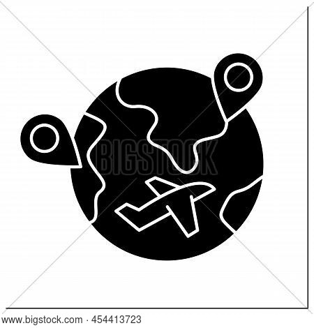 Internal Migration Glyph Icon. Cross State Boundaries And Stay In Non-native State During Long Time.