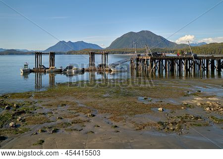 Tofino Harbour Authority Dock Bc Canada. Boats Moored At The Harbour Authority Dock In Tofino. Tofin
